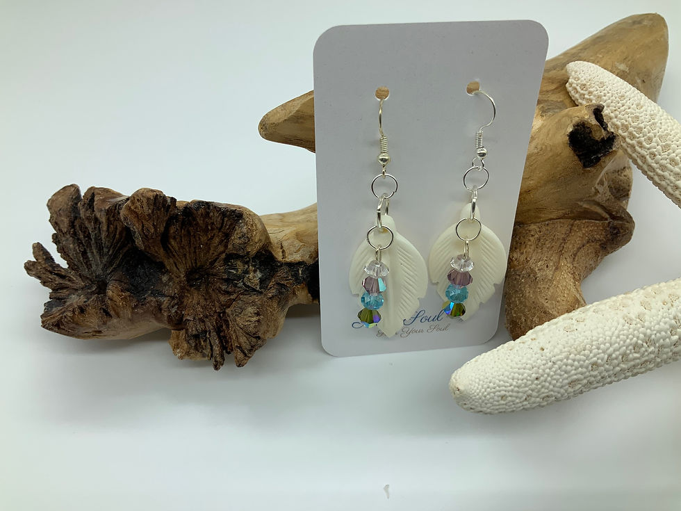 Feather Bone & Crystal Earrings