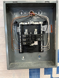 This is a photo of an electrical box that which was used to teach students basic electrician skills.