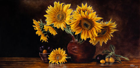 'Zonnebloemen'
Olieverf op paneel (30x60)