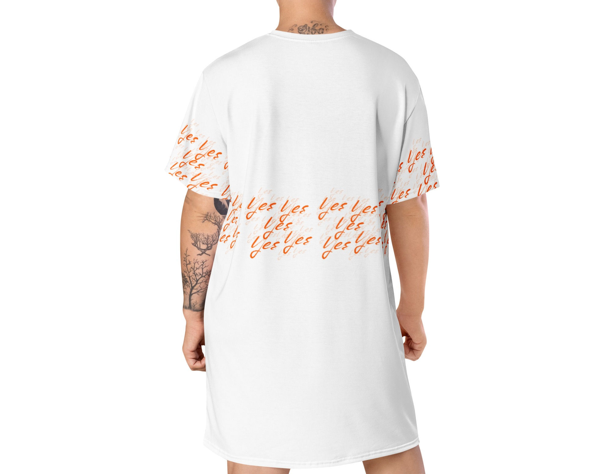 Yes I Am -Long T-shirt Dress - White