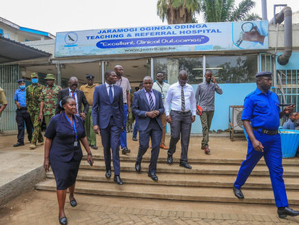 Principal Secretary for Medical Services Dr. Ouma Oluga at the Jaramogi Oginga Odinga Referral Hospital during the elevation of the facility in Kisumu on September 15, 2025/MOH