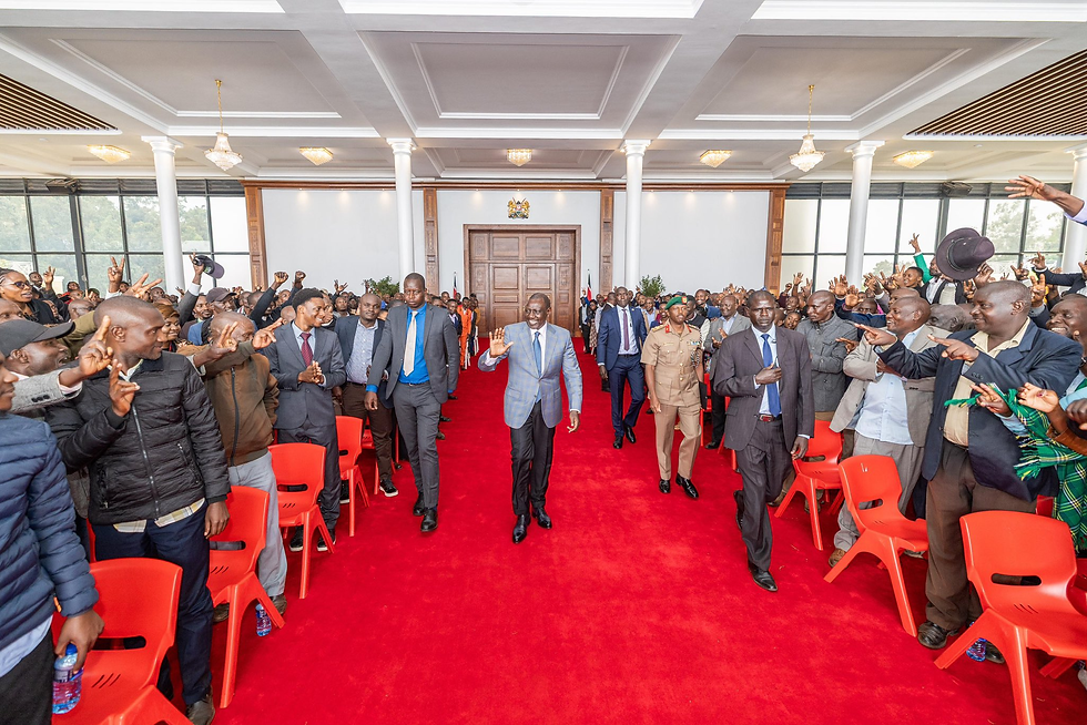President William Ruto arrives at State House, Nairobi where he hosted grassroots leaders from Nyamira and Kisii Counties on August 15, 2025/PCS.
