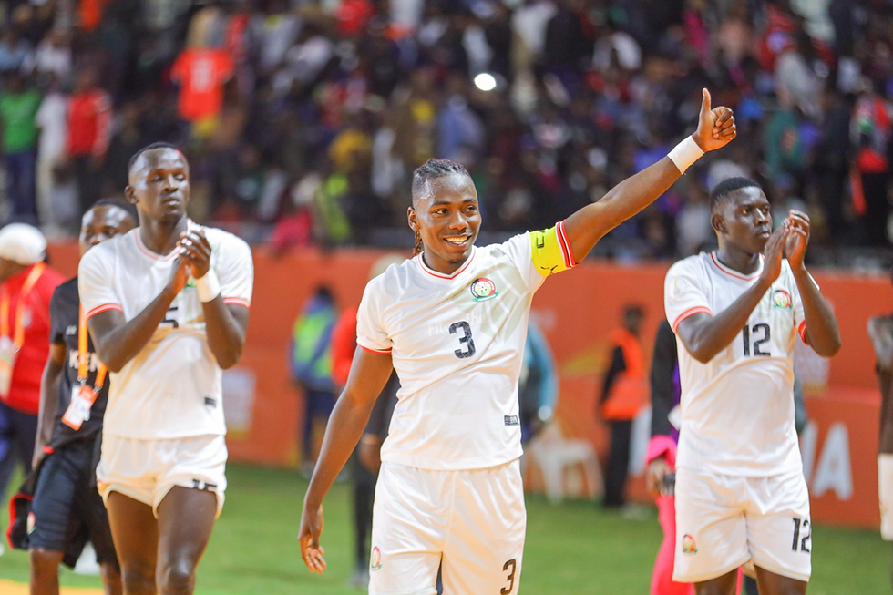 Some of the Harambee Star players during the Harambee Stars vs. Morocco match on Sunday, August 10th./ X: HARAMBEE STARS