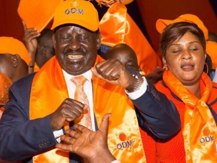 ODM Party Leader Raila Odinga dancing with other ODM leaders in a past event/HANDOUT