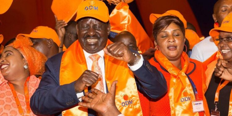 ODM Party Leader Raila Odinga dancing with other ODM leaders in a past event/HANDOUT
