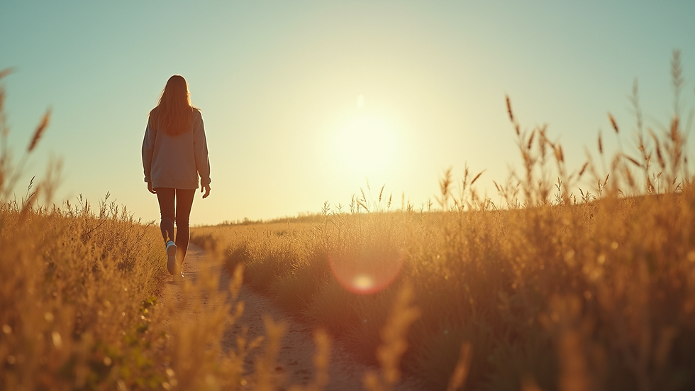 Vista a nivel de ojo de una persona caminando al aire libre como parte de un cambio de estilo de vida saludable
