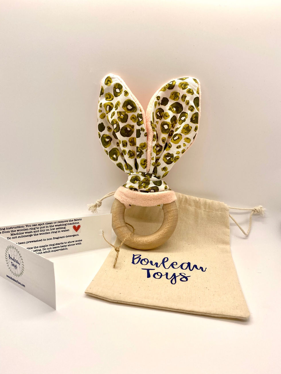 Thumbnail: Organic Cotton Crinkle Bunny Ears Teething Ring