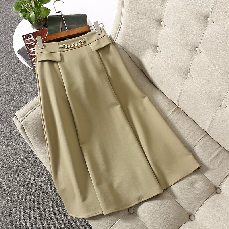 Chic Chain Waist Midi Skirt for Women