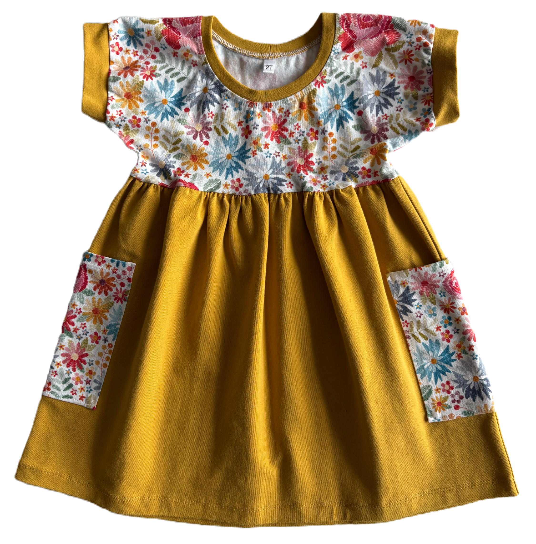 Dolman Dress - floral/gold 2T