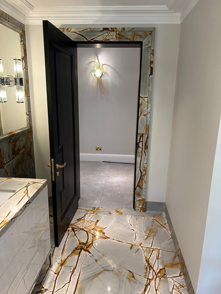 Blue Roma powder room