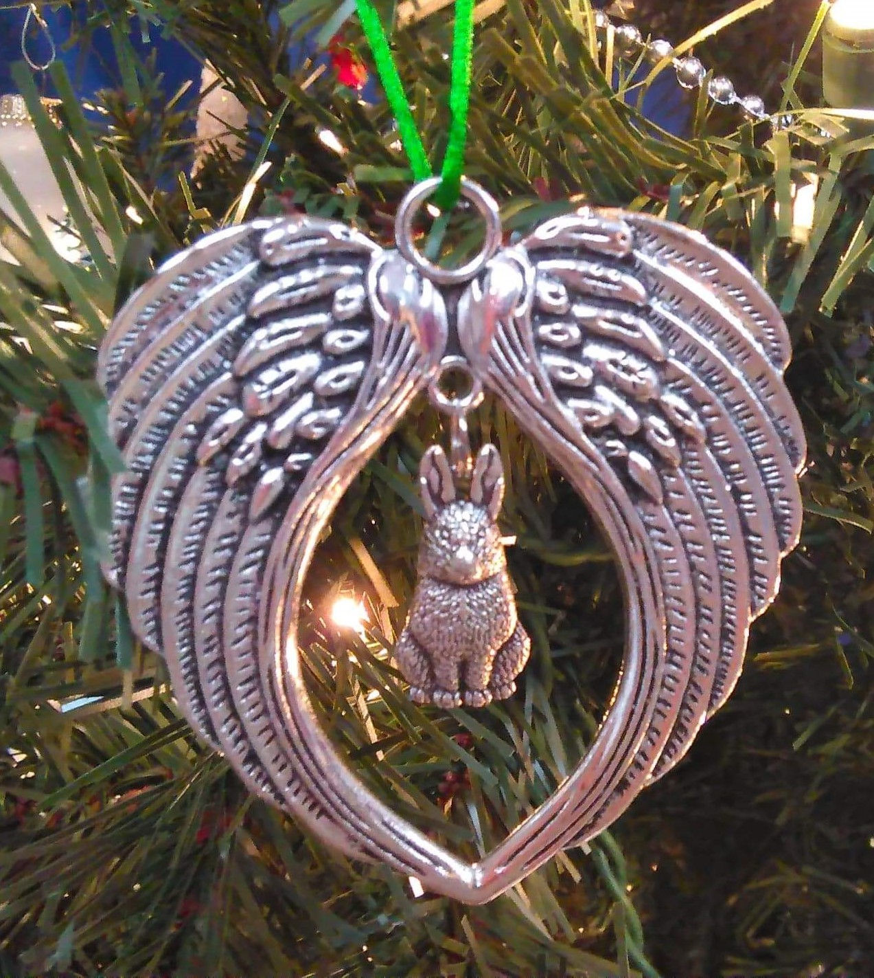 Bunny Rabbit Memorial Angel Wings Sympathy Gift Christmas Tree Ornament
