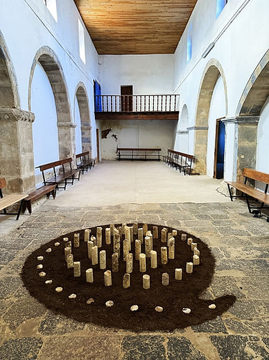 Diego Arribas_Piensa que las vueltas no son circulares_2025_Rocas y mineral_40x200 cm_Inst