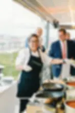 Chef working pasta station at Spy Museum Wedding