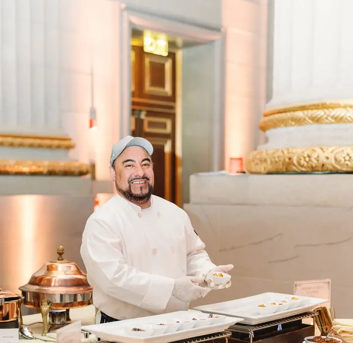 Ridgewells Catering chef at fancy food station