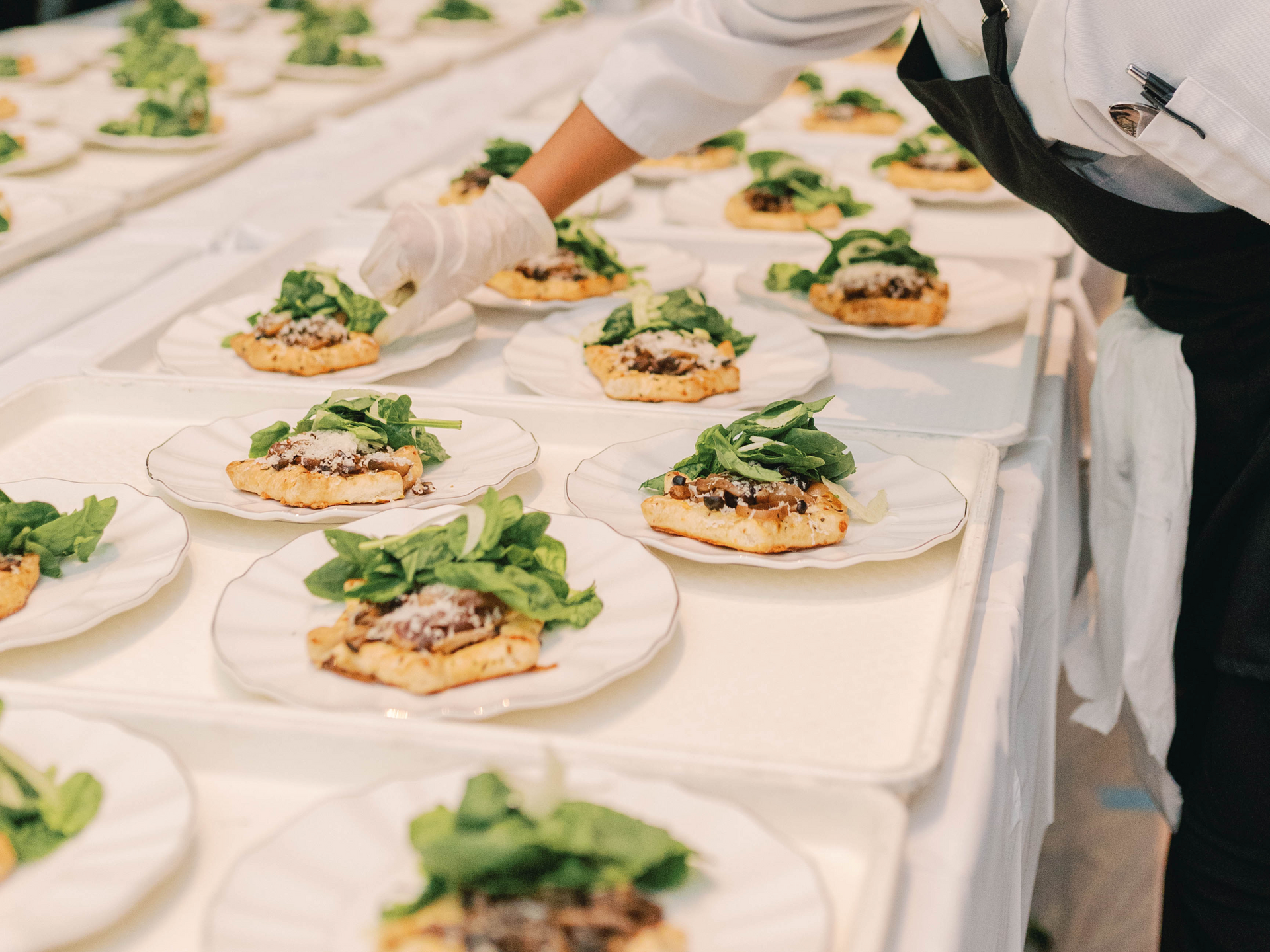 Ridgewells Catering chefs are preparing galettes for the first course at the National Portrait Gallery in Washington D.C.