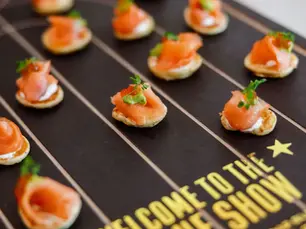 Custom tray featuring smoked salmon bites