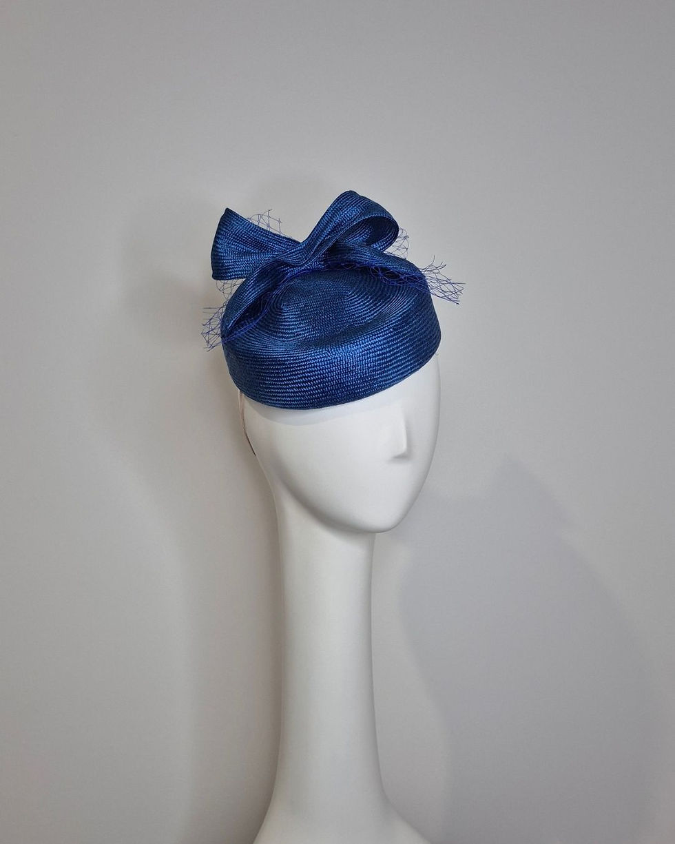 Thumbnail: Blue Parisisal Pillbox with Bow & Veiling