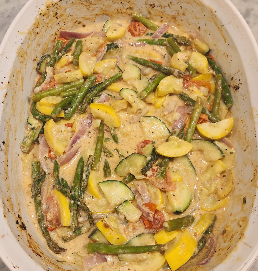 Once everything is mixed together to make the creamy sauce (and sorry for the dirty pan!).