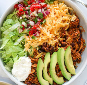 Look at all of those taco bowl toppings