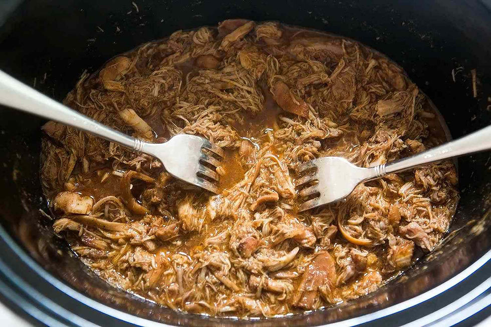 Tender, juicy shredded chicken slow-cooked in salsa and seasoning