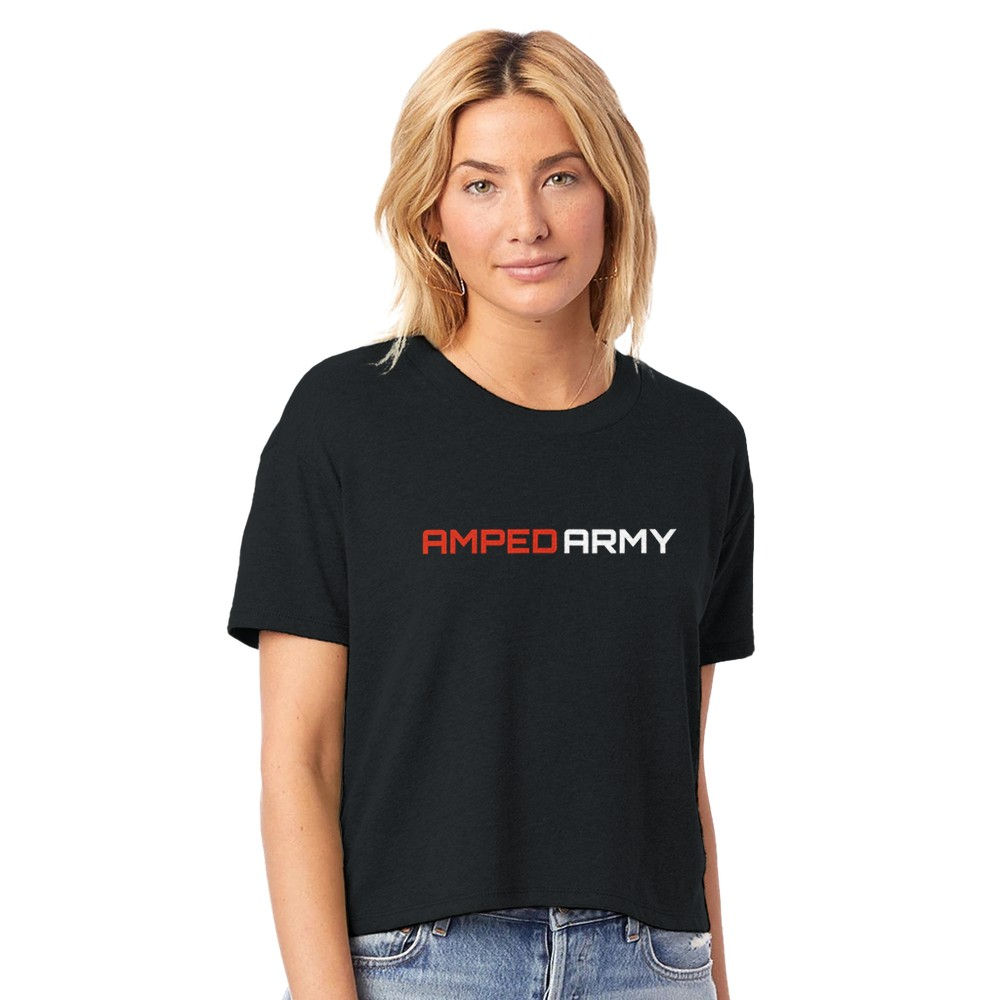 AMPED ARMY – Cropped Crewneck Tee (Black)