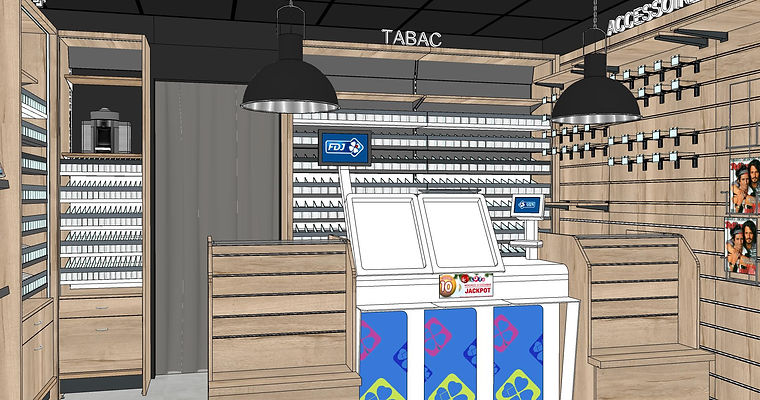 Bureau de tabac - Décoration industrielle et chaleureuse