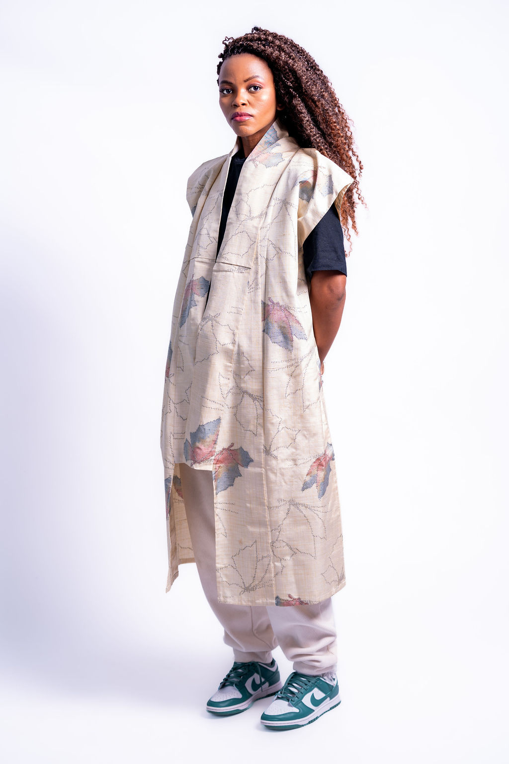 Sashiko Leaf Vest Kimono