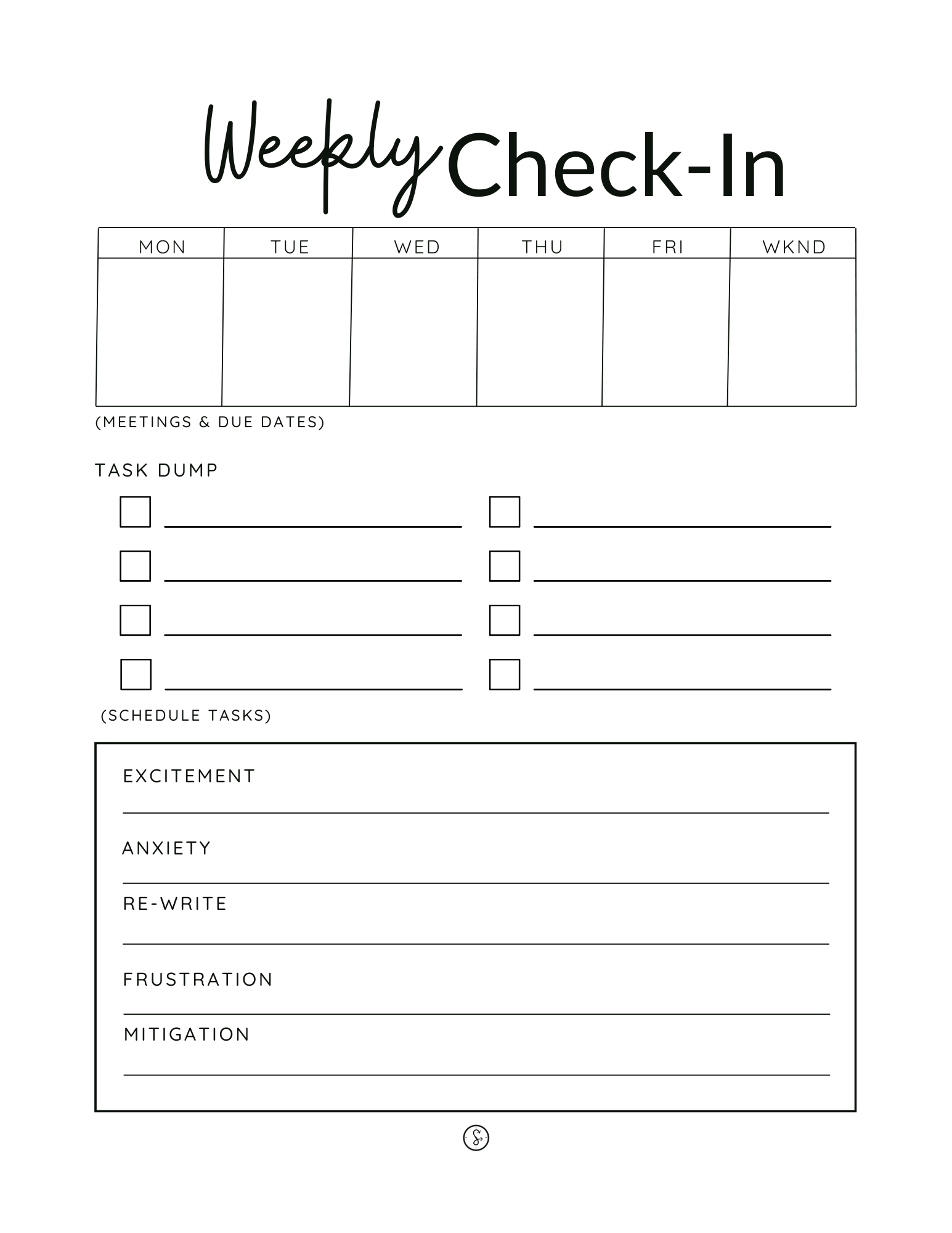 Weekly Check In - Digital Download Printable Pages