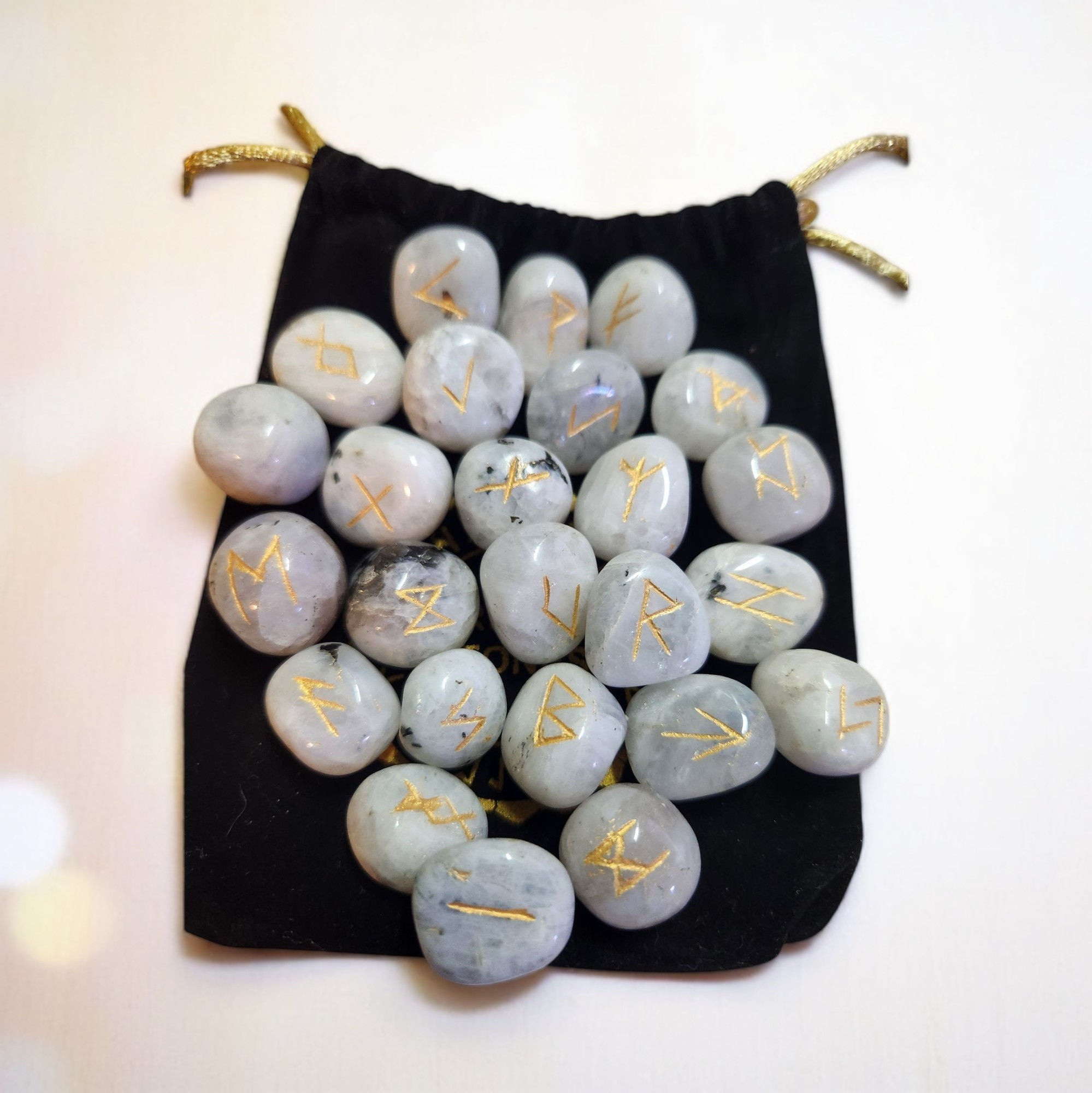 Rainbow Moonstone Gemstone Rune Sets 