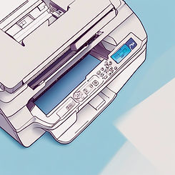This is a WIX AI generated image of a multifunctional copier/printer with a blue
 color scheme.