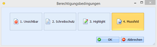 Dialog der objektwertabhängigen Berechtigung