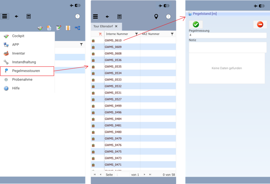 Pegelstand-Erfassung in der ECCOSoft App (offline)