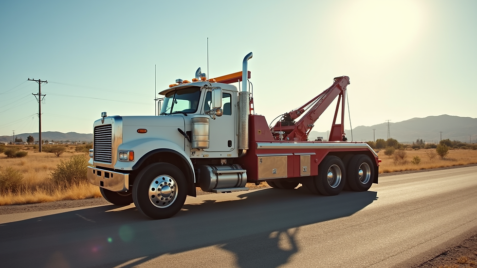 Eye-level view of a towing truck ready for service