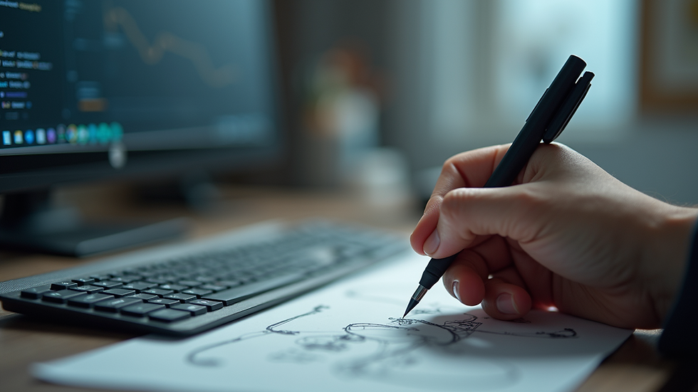 Eye-level view of a digital artist working on a 3D animation model