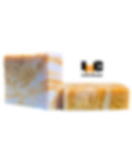 Square Shaped Vegan Mango Infused Soap. Yellow and White in Color.