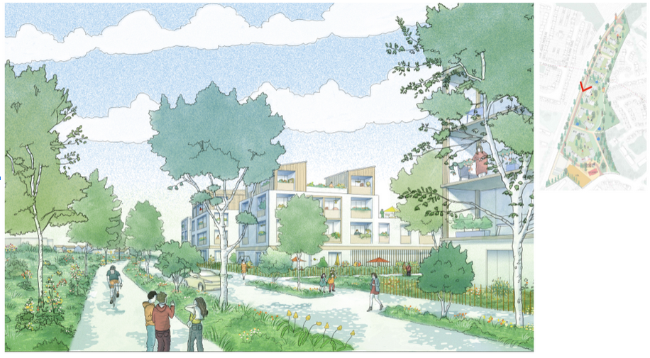 Croquis de l’allée jardinée ©Studio Sanna Baldé