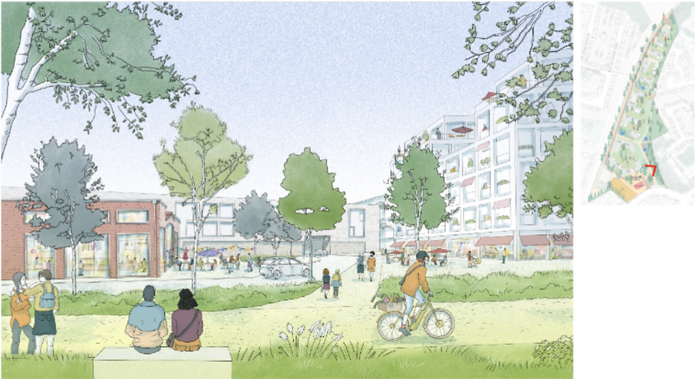Croquis de la place de la Carnoy ©Studio Sanna Baldé