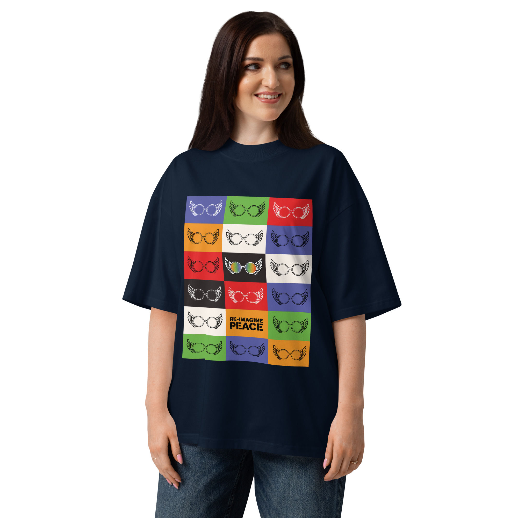 Unisex organic oversized high neck t-shirt