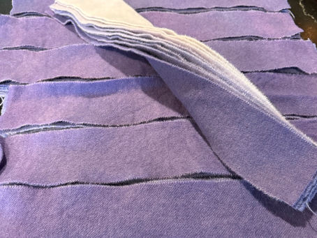 Purple died wool strips for rug hooking