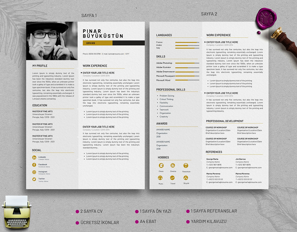 Küçük resim: CV017  Profesyonel CV Şablonu, ATS Dostu, Minimal Özgeçmiş