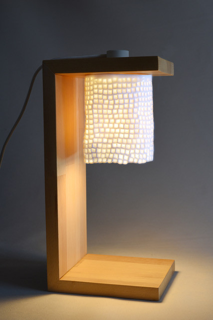 Lampe de Table, Bois & Porcelaine