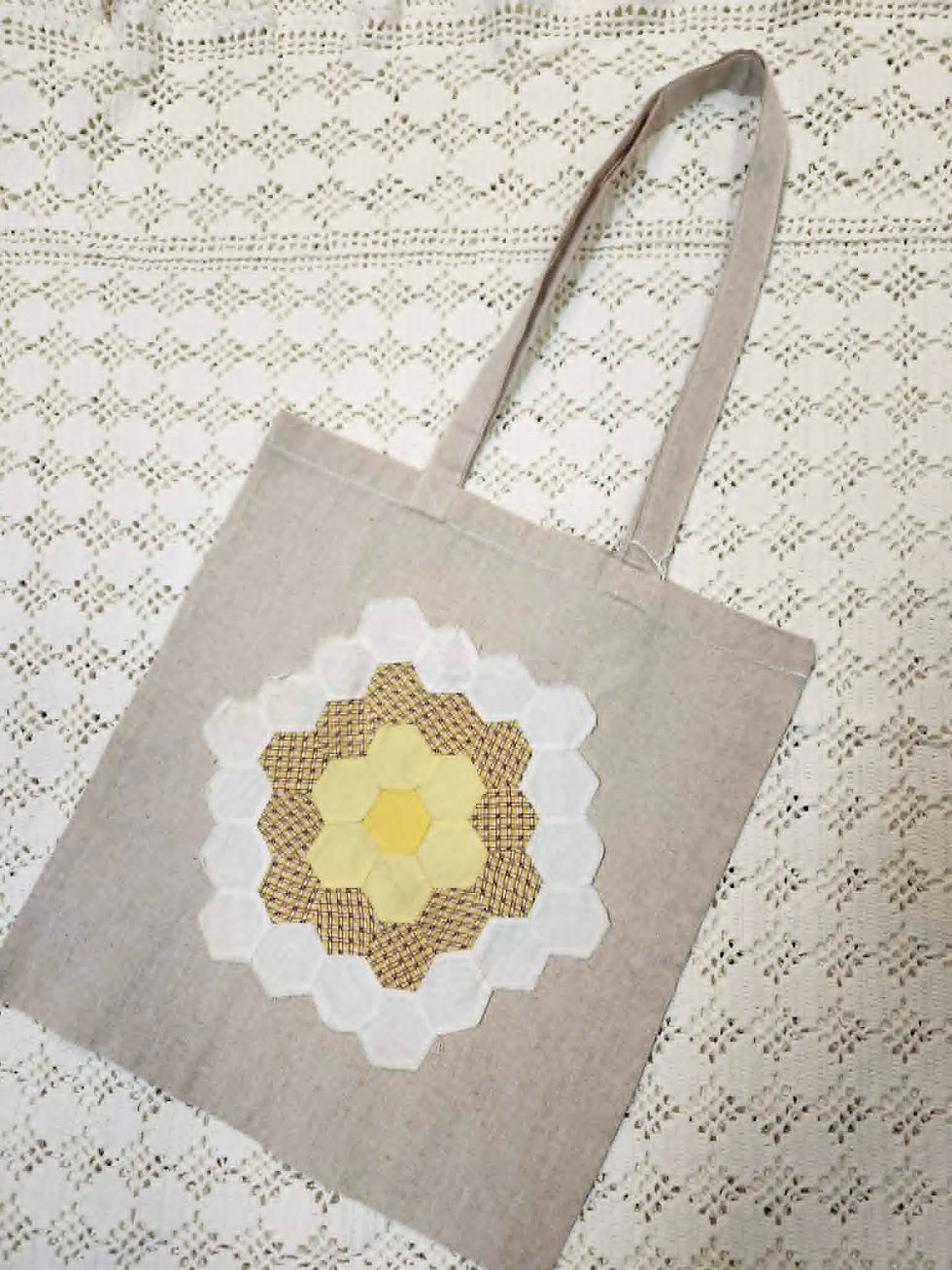 handcrafted oatmeal vintage quilt top tote