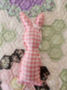 pink and white checked handmade bunny girl