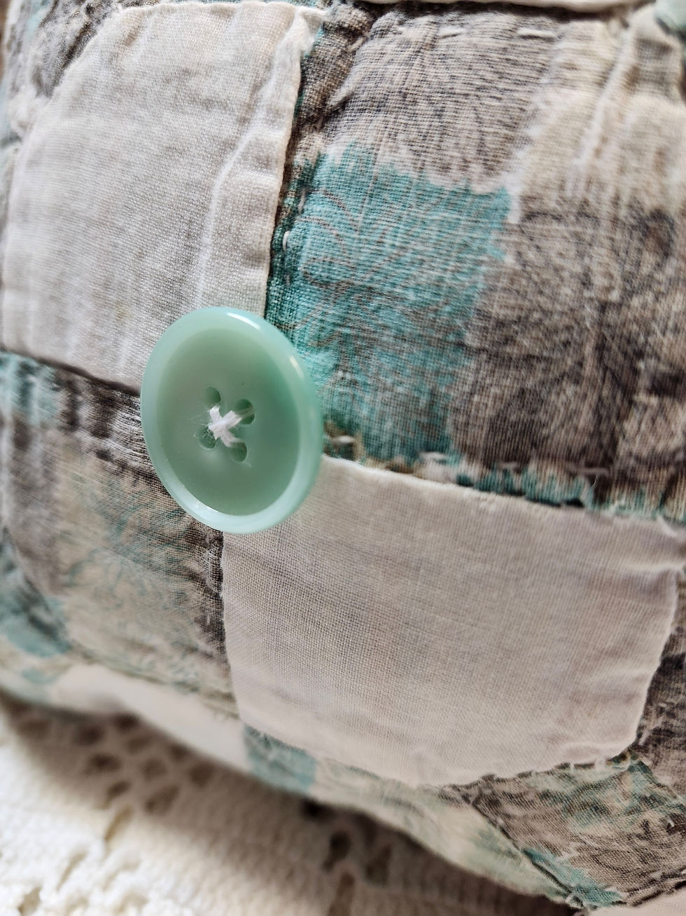 Thumbnail: Handcrafted Vintage Quilted Mini Pillow