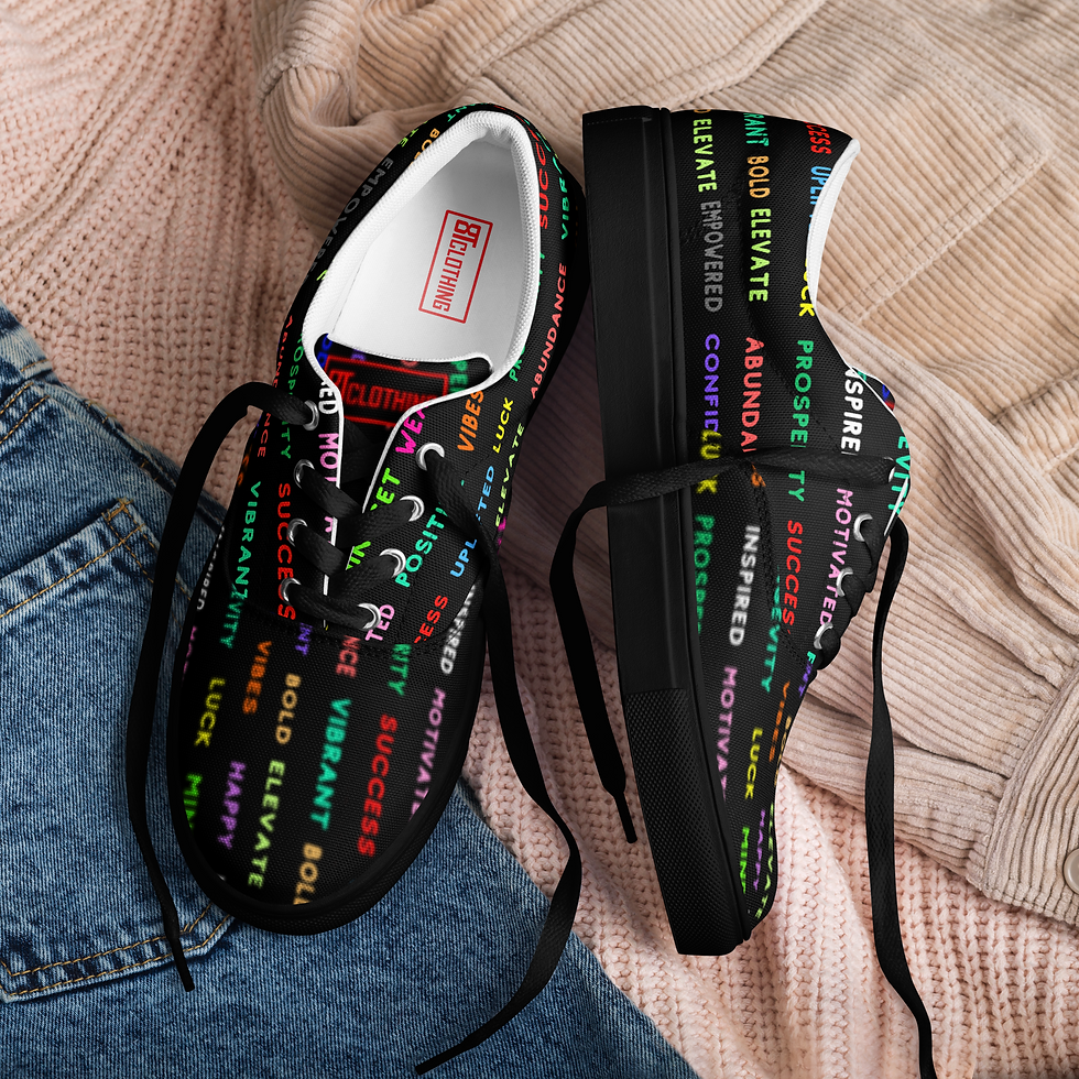 Thumbnail: 8T Clothing - Positive Vibes Collection Lace-up Canvas Shoes