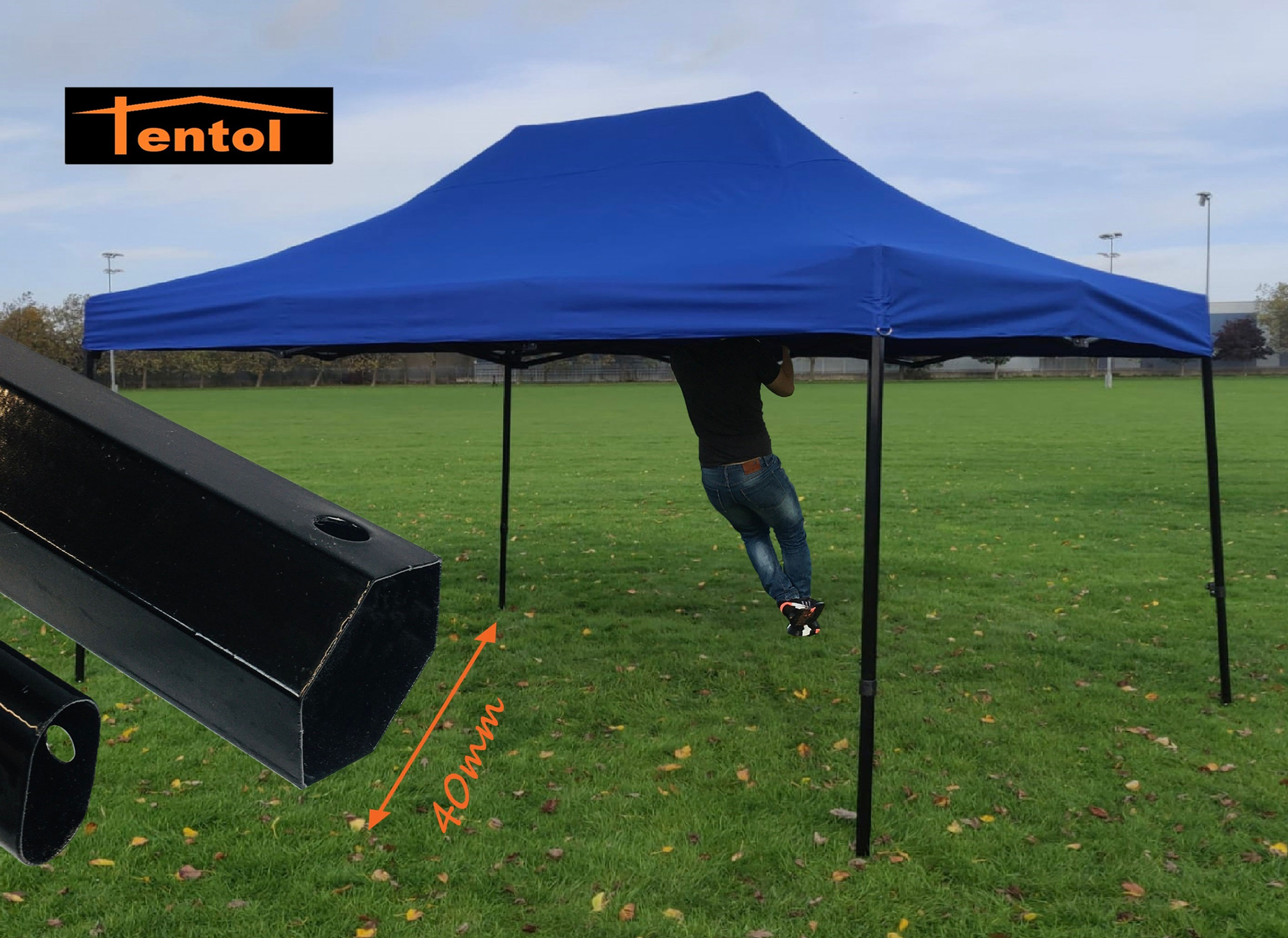 Tentol40, Hex, 36 Kg 3x4.50m Blue Pop Up Gazebo Heavy Duty Foldable high quality