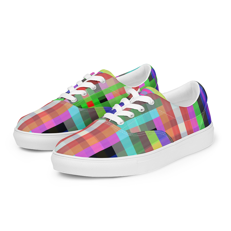 Thumbnail: 8T Clothing - Founders Colored Plaid lace-up Canvas Shoes