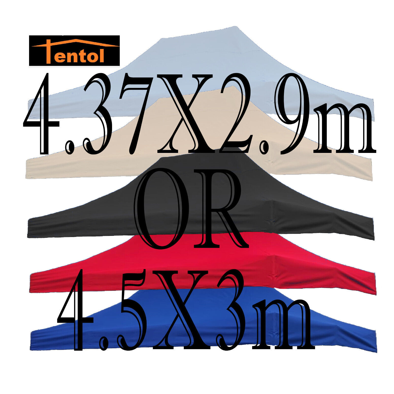 3mx4.5m or 2.9mx4.35m Replacement Canopy