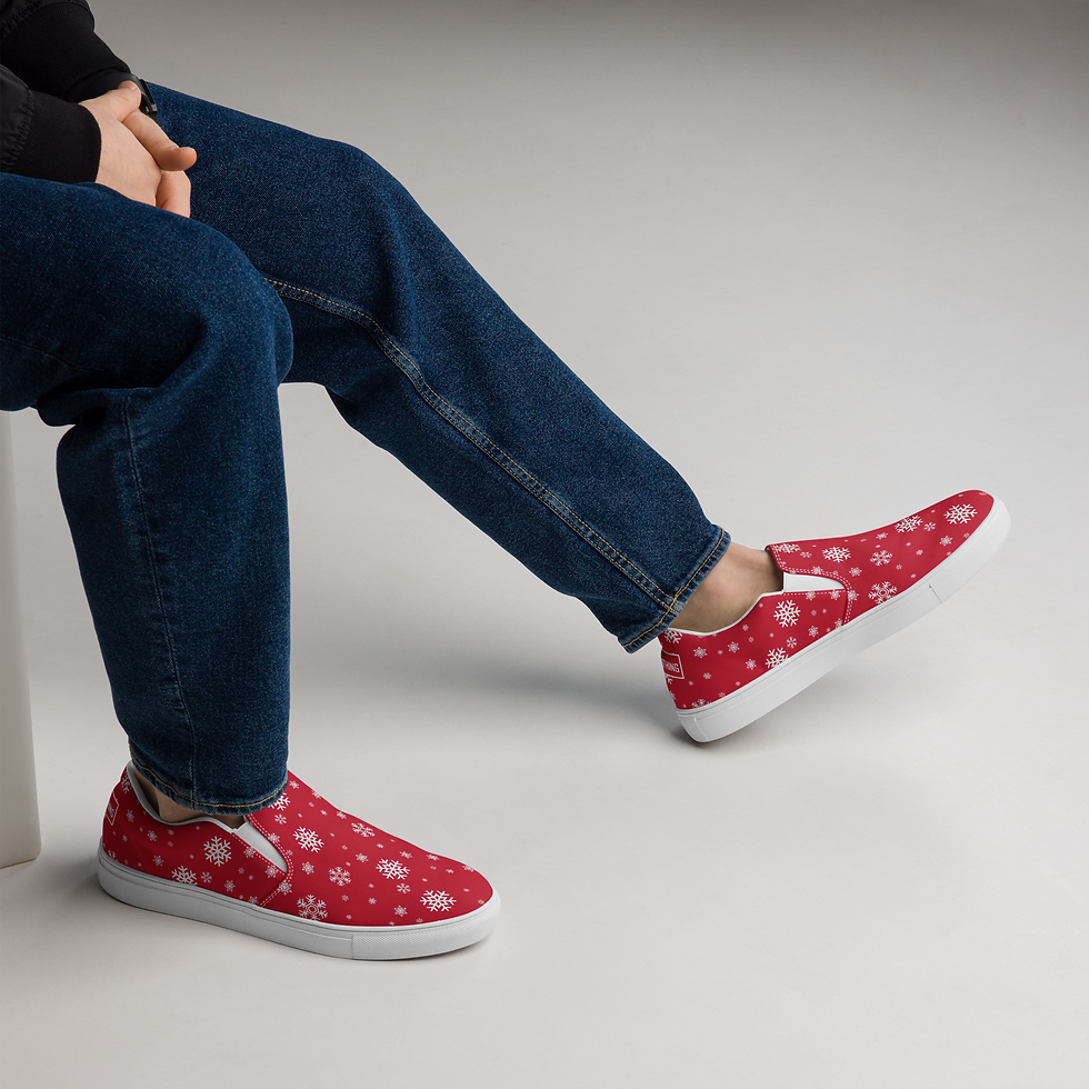 Thumbnail: 8T Clothing -  Snow Flake Red - Slip-on Canvas Shoes