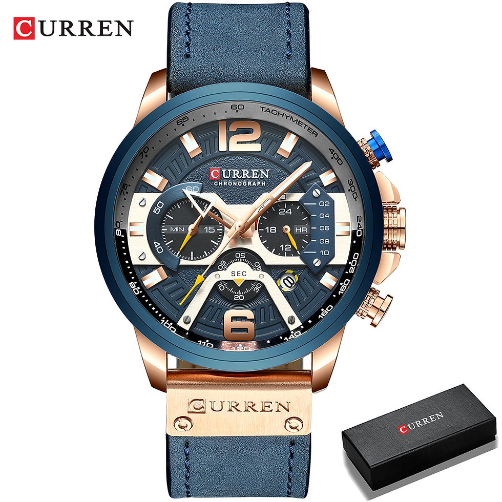 Thumbnail: CURREN Quartz Chronograph | Leather Band Sports Waterproof Mens Watch